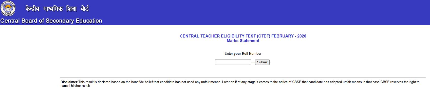 CTET Result Febuary 2026